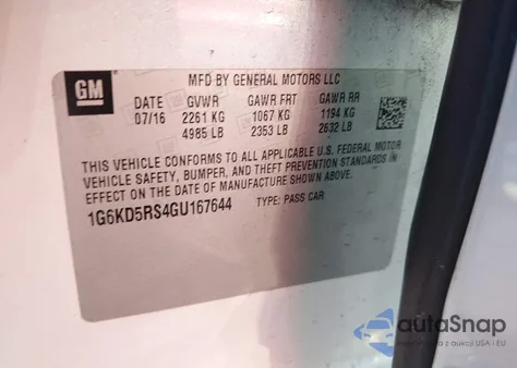 2016 Cadillac Ct6 Luxury from USA, damaged, VIN 1G6KD5RS4GU167644